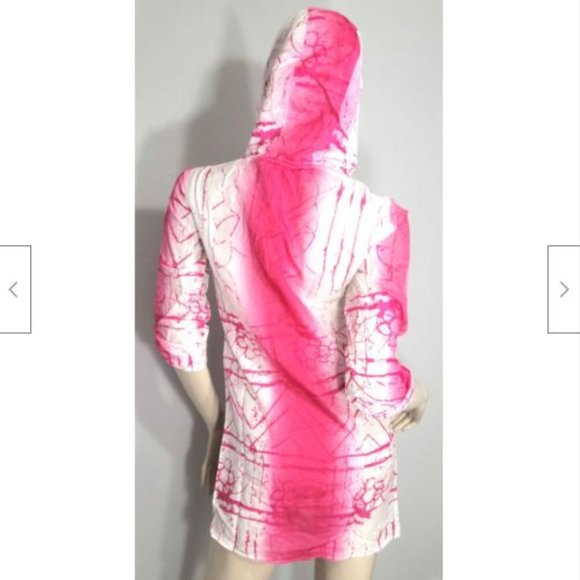 NWT L.A.M.B. Gwen Stefani Pink Splatter Hoodie Tunic 0 - Picture 5 of 9